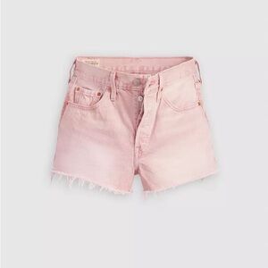 Levi's Premium 501® Original Fit High Rise Shorts Pink Denim Distressed Hem